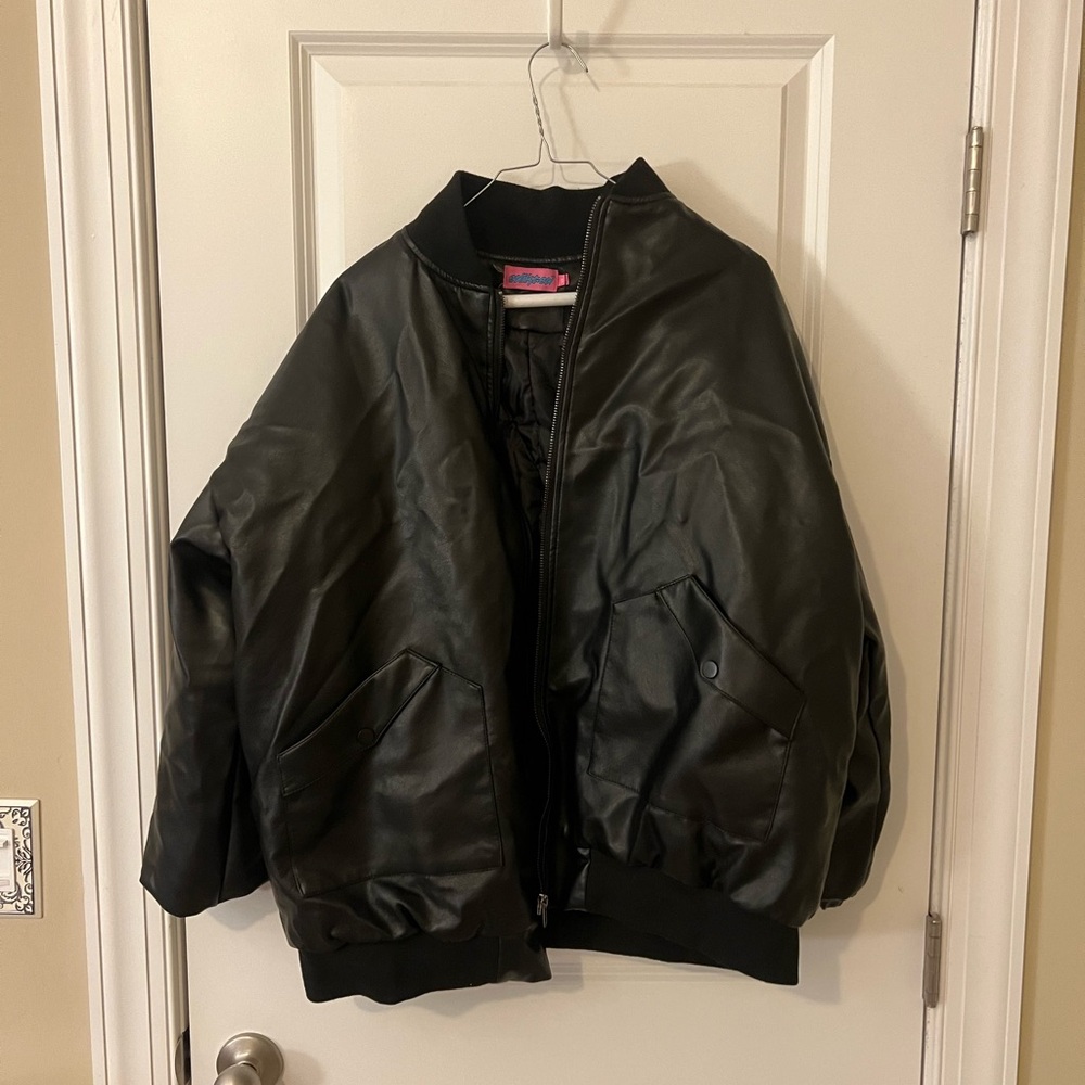 Oversized Edikted Faux-Leather Jacket (XS fits like L)